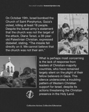 Indya Moore Instagram - 🚨Email Your Elected Official: The Christians in Palestine are being wiped out 🚨

While mainstream media and politicians across the spectrum often portray the Palestine ‘conflict’ as a Muslim versus Jewish struggle, this oversimplification is, at best, uneducated and, at worst, a manipulation of the truth to protect Zionism.

The oppression of Christians in Gaza is not a recent development, but it has been exacerbated by Israel’s blockade, which has led to a decline in living conditions and access to essential services. This blockade, in effect for 17 years, has contributed to the erosion of the Christian community in Gaza through illness, isolation, and, tragically, death.

On October 19th, Israel bombed the Church of Saint Porphyrius, Gaza’s oldest, killing at least 18 people. Despite the Israeli army’s statement that the church was not the target of the attack, Diana Tarazi, a 38-year-old Palestinian Christian, expressed disbelief, stating, “The missile fell directly on it. We cannot believe that the church was not their aim.”

Pope Francis has repeatedly used the term “terrorism” to describe Israeli actions in Gaza, including the killing of unarmed civilians taking shelter in churches. In his Christmas Day appeal, the Pope called for “an end to the military operations with their appalling harvest of innocent civilian victims.”

The persecution of Christians in Palestine is not a new phenomenon but has deep historical roots, dating back to the Nakba of 1948. Despite facing ongoing challenges, both Muslim and Christian Palestinians continue to demonstrate resilience and hope in the face of adversity, embodying the spirit of perseverance that has defined their struggle for generations.

Click the link in our bio @humantiproject’s bio to send a free email to your elected official.

#EndImpunity #StopArmingIsrael #EndTheOccupation #CeasefireNow #FreePalestine #sanctionsnow
