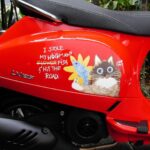 Iqbaal Ramadhan Instagram - Akhirnya ngerasain punya vespa small frame baru.. Lama gak keluar rumah karena siapin album @baale mau ah muter2 selatan Jakarta sebentar bareng sama si Merah. Thank you banyak buat @lun.s yang udah mau gambarin Bolu di vespa oguttt🐱🐟🌻