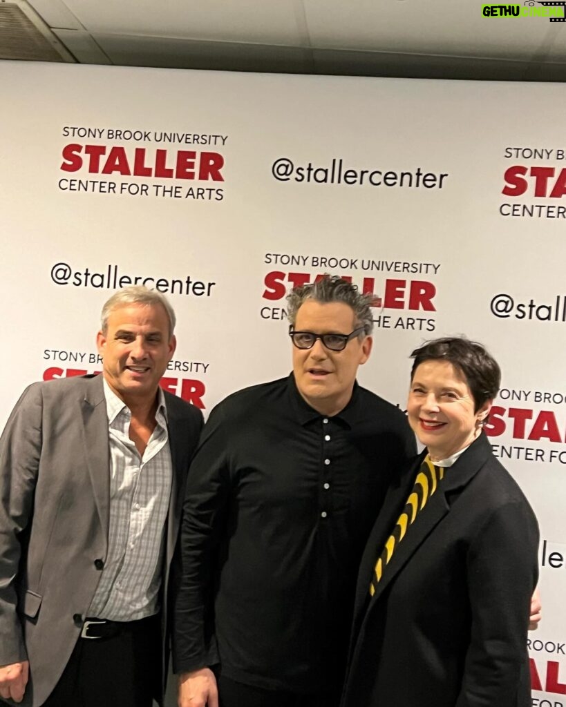 Isabella Rossellini Instagram - With Isaac Mizrahi talking away before his charming, smart and funny show at the Staller Center at Stony Brook University. And with the director of the theater Alan Inkles who created a marvelous program for this winter where i will find refuge in cold and dark nights of the winter. @alaninkles @stonybrooku @stallercenter @isaacmizrahiny @imisaacmizrahi