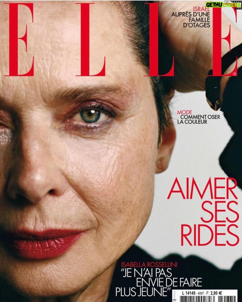 Isabella Rossellini Instagram - I am on the French ELLE cover . What an honor ! Thanks so much ! Photo by @cassblackbird @elle_france make up @lancomeofficial by @romyglow . Stylist @celiaazoulay Hair @bobracine