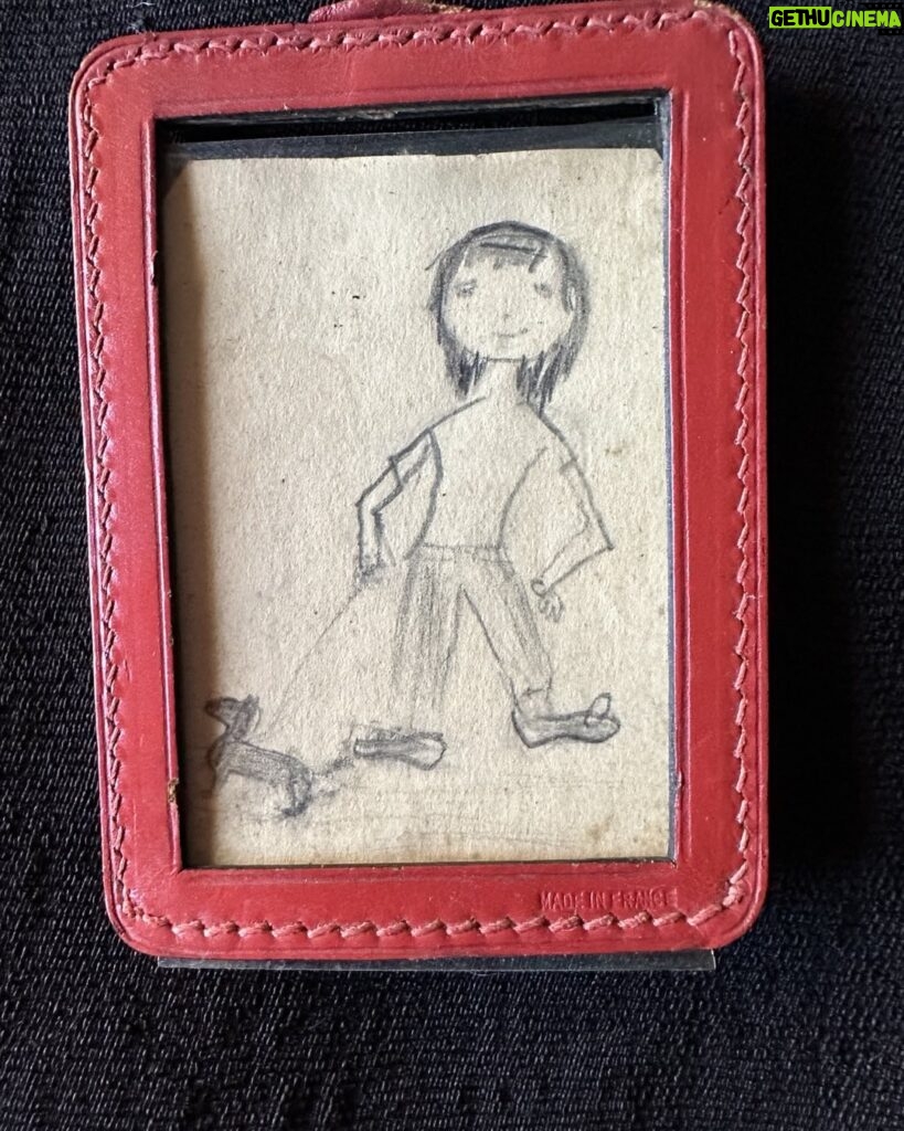 Isabella Rossellini Instagram - Happy women’s day. This is the self portrait I made when I was a little girl. I think ii captured my personality and love for animals. I always had a dog all my life since age 4 . Mamma had this drawing framed and kept it on her desk, filling me with pride .@mamafarm #ingridbergman