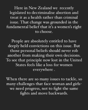 Jacinda Ardern Instagram - Roe vs Wade