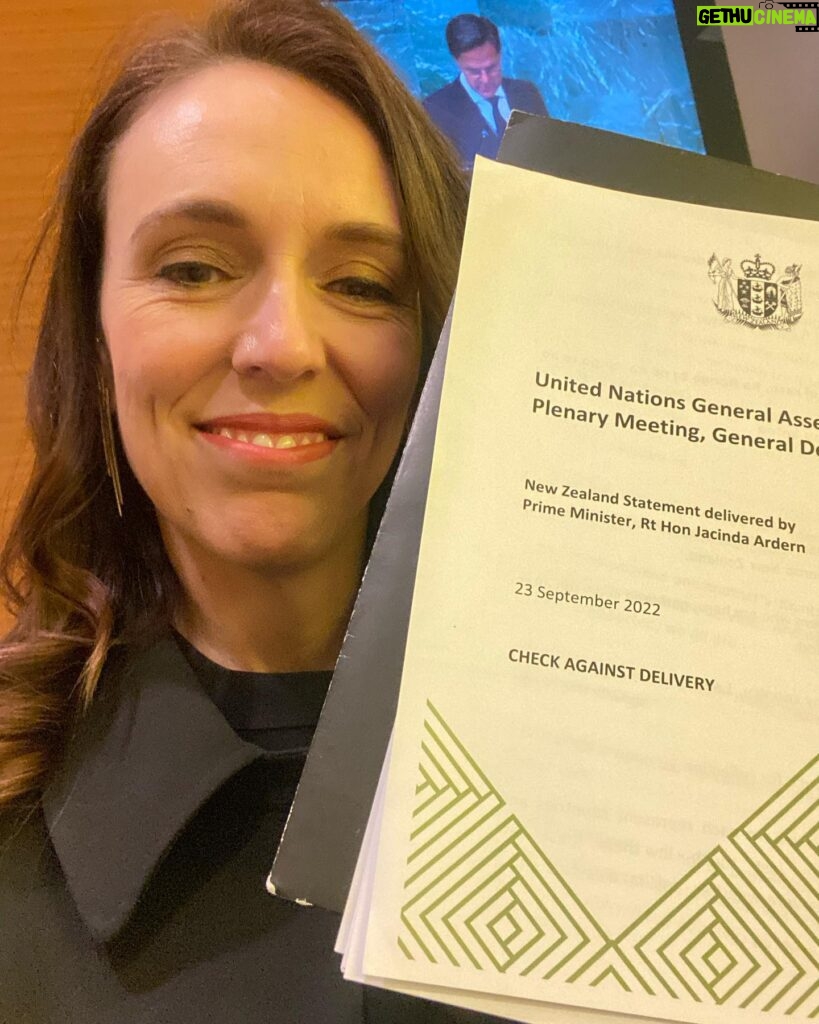 Jacinda Ardern Instagram - It’s 4.30am at home in New Zealand, and I’m sitting in the “green room” at the United Nations listening to the Prime Minister of the Netherlands and preparing to deliver a national statement on behalf of New Zealand. Definitely don’t expect anyone to be tuning in live, but I’ll post the text here later (in case anyone wants to have a read.)