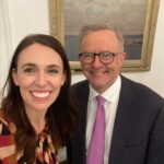 Jacinda Ardern Instagram – Just finished up a lovely dinner with the new Prime Minister of Australia, Anthony Albanese. He was kind enough to gift me Midnight Oil, Spiderbait and Powderfinger on vinyl, so we left him with a few Flying Nun treats in return. Looking forward to the formal meeting we have scheduled for tomorrow, there’s a lot on the agenda!