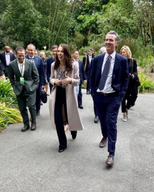 Jacinda Ardern Instagram - Quick stop in San Francisco for meetings including with Gavin Newsom, the Governor of California, where we signed a Memorandum of Cooperation. It covers areas like zero emission vehicles, energy storage and smart grids….and it was signed at the San Francisco Botanical Garden where there is a beautiful New Zealand section! A really excellent meeting with the added benefit of being outside a meeting room 😊