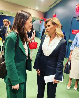 Jacinda Ardern Instagram - “Ukraine wants peace…the world wants peace.” A powerful speech today from the President of Ukraine at the United Nations General Assembly. I also had the opportunity to briefly meet Ukraine’s First Lady, Olena Zelensky and have a longer meeting with the Prime Minister. The PM was really clear about how devastating the illegal war in Ukraine has been, but at the same time he was also clear that New Zealand’s contribution and response has been strong and appreciated.