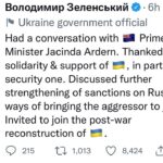 Jacinda Ardern Instagram – This morning I had the chance to speak with President Zelensky. I passed on New Zealand’s solidarity, and our commitment to keep standing with Ukraine as they fight the illegal invasion of their country.