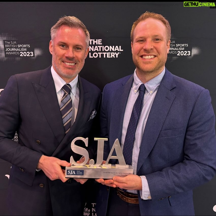 Jamie Carragher Instagram - Thank you to @sjainsta for choosing Monday Night Football as the TV show of the year! #sja2023 #mnf 🏆