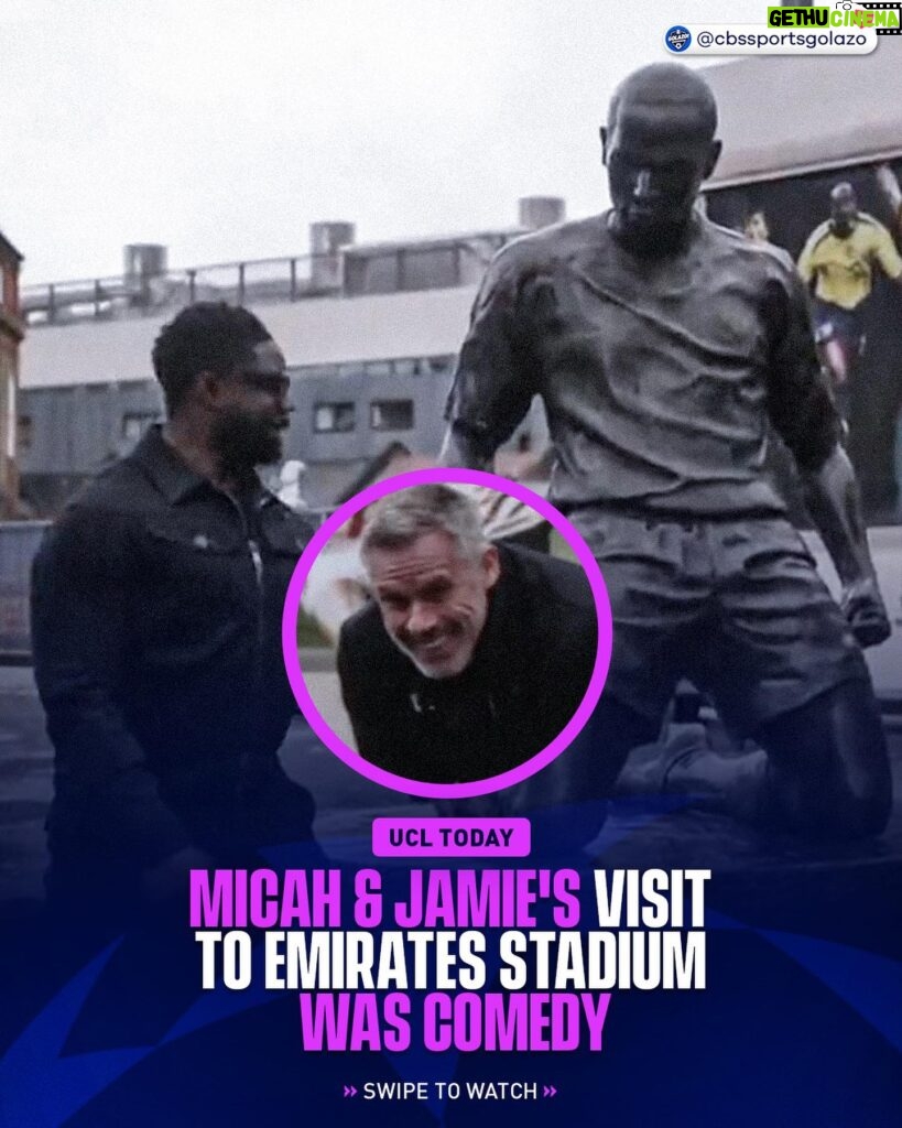 Jamie Carragher Instagram - Statues for @23_carra & @micahrichards? 😅 Emirates Stadium will never be the same 😤 #UCLToday