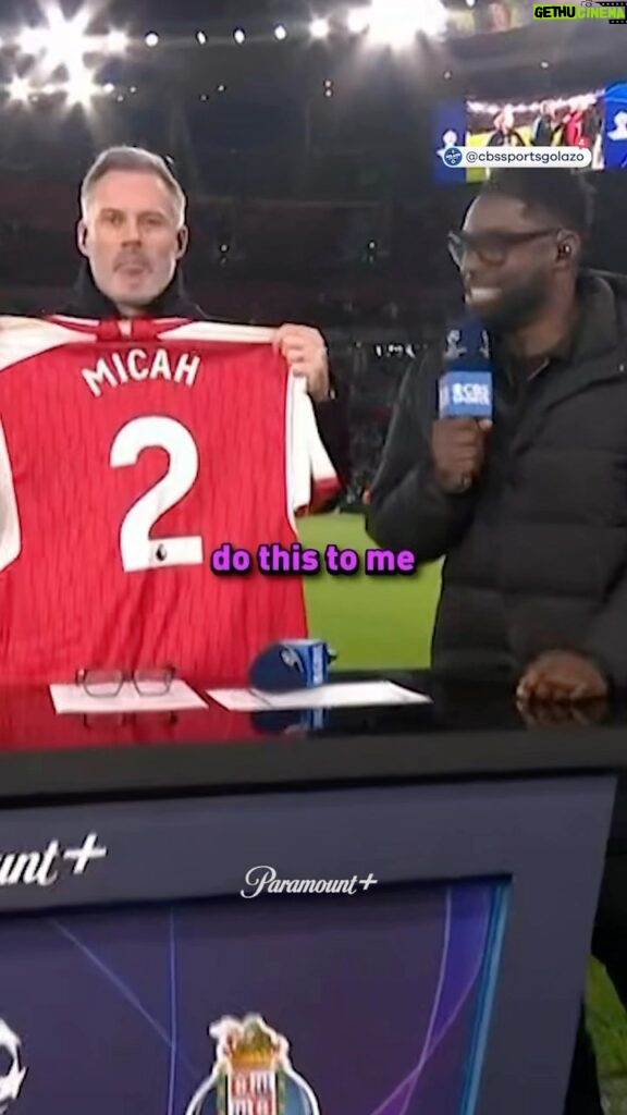 Jamie Carragher Instagram - Man City ambassador but grew up an Arsenal fan, @23_carra got @micahrichards the perfect gift 😂