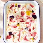 Jamie Oliver Instagram - The sunshine is back baby so make the most of it with my gorgeous no churn strawberry ripple ice cream recipe !! Strawberries are a huge favourite for both me and my family and who can't say no to a recipe this easy ??? I'll let you into a little secret too..... add 1tsp of balsamic vinegar and you can thank me later 👍 Link in my bio for the recipe x x x #icecream #summer #strawberry