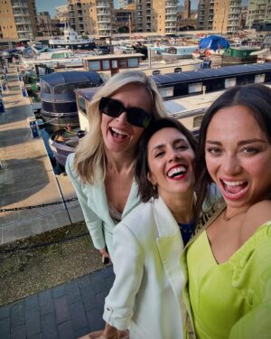 Janette Manrara Instagram - What a birthday surprise for @katyajones we had! It was honestly incredible! She had no idea and everything went to plan and there was so much love in our group! We stayed onboard the “Lulubelle” boat which was perfect w/ the weather we had! Then had some exquisite food prepared and served for us by my friend Alex and his fiancé Alice at @norfolksedge! Such a brilliant idea for hosting dinner party’s, or in our case a feast of canapés for a birthday lunch! And the cake of dreams, Katya’s personal favourite, Biscoff Cheesecake from our dear friend @eric_lanlard! We ended the day at the gorgeous rooftop bar in @thenedlondon; personally one of my favourite rooftop bars in London! Thanks @justjackjeff for looking after us! Also, that Captain’s Hat…. Stoned by hand by @nadiyabychkova mother! Incredible! 

The day could not have gone better, and Katya could not have been happier! It was an amazing day, celebrating an amazing girl 🤍

#birthday #surprise #boatparty #norfolkcatering #gifted