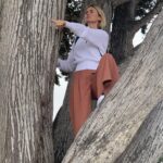 January Jones Instagram - “Let me lead, I know where I’m going, I see another tree to pose in right ahead!”