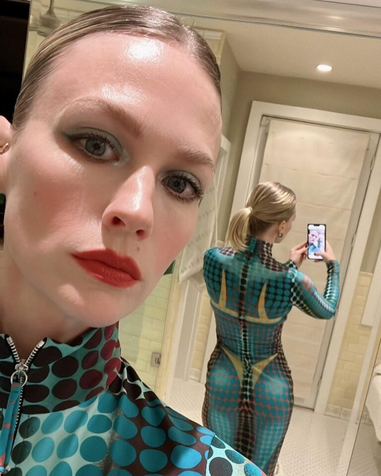 January Jones Instagram - 🤹‍♀️overdressed? or underdressed? for a Carnival themed holiday party. So fun @charlizeafrica 🎪CHARNIVAL 🤡