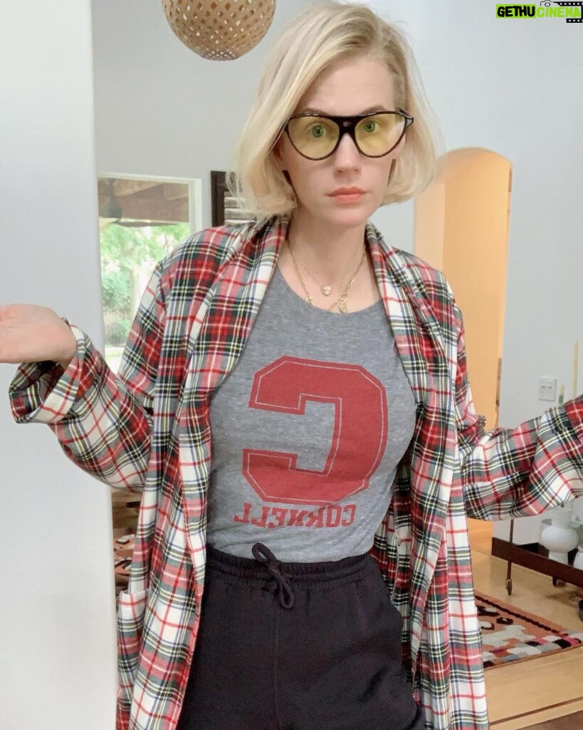 January Jones Instagram - Being a good Mom means participating in my son’s school “pajama day”. I’m just here to support.