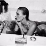 January Jones Instagram – For this @violetgrey shoot awhile back I was wearing a gorg black gown in the bath(as one does), and after a bit it turned the bath water a very fortuitous violet color so I of course needed to lose the gown 💜