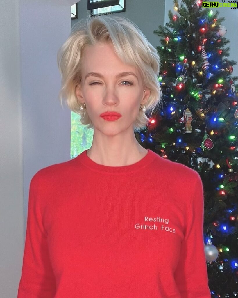 January Jones Instagram - Shopping for the holidays can be hard.. apparently finding a cute personalized gift is not haha, thanks @naadam.co #RGF #cashmere #ad #monogram