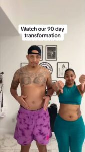 Jasmine Luv Instagram - After months of traveling and eating horribly, we decided to make a lifestyle change and get healthy together. We worked out 5x/week for 3 months straight and it definitely wasn’t easy. We ate clean, weighed our food, counted our Macros and most importantly, we held each other accountable. We lost a combined total of 70lbs in 90 days. Check out the full video on our YouTube channel Luv N Slim #GodisGood #weightlossjourney #weighttraining #gym #gymlife #couplesweightloss #marriedlife