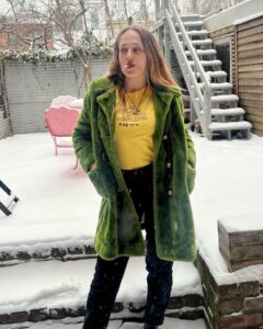 Jemima Kirke Instagram - I fucked Oscar the Grouch and all I got was this lousy coat. He said I was pretty. In a trashy kinda way. PS I’ve decided to continue smoking as an act of radical acceptance that looks are ephemeral. I’ll be hanging out at the finish line, cigarette in hand, ready to compare laugh lines. Mine will be deeper than yours. (Shirt by me. DM for price. 🫖☕️)