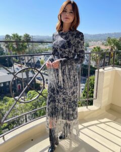 Jenna Coleman Instagram - LA junket @thesandmanofficial thank you as ever @erdem 💙@preen