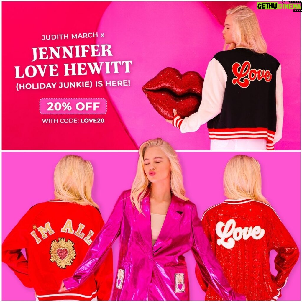 Jennifer Love Hewitt Instagram - It’s live! It’s here! @judithmarch @jenniferlovehewitt The holiday Junkie! Get in love vibes with our new collection! You can shop it now! Woo!