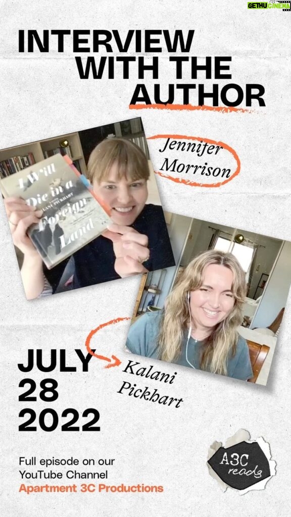 Jennifer Morrison Instagram - Our first #A3CReads author interview with @kalanipickhart airs this Thursday, 7.28 — subscribe to our YouTube channel Apartment 3C Productions so you don’t miss the full episode! #bookofthemonth #iwilldieinaforeignland #bookstagram #authorsofinstagram #kalanipickhart