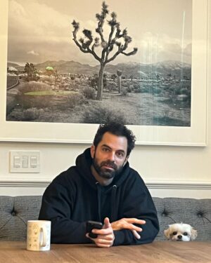 Jennifer Morrison Instagram - My heart is full when this is how I start the day. @gerardocelasco #avathedog ☕️ @george_byrne #art