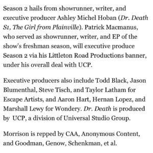 Jennifer Morrison Instagram - So excited to be on this journey! @littleton_road #ashleymichelhoben @ucp @peacocktv @patrick.macmanus #nyc  @escapeartistsentertainment @wonderymedia