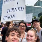 Jenny Han Instagram - I had some company on the picket line today. #wgastrong #sagaftra
