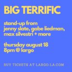 Jenny Slate Instagram – Hi, we are besties and we do a stand up comedy show together. It’s fucking great, so you should come! BIG TERRIFIC is at Largo on AUGUST 18th w a couple special guests! Tix on sale now @largolosangeles! Ps: very horny second pic by @lukefontana, body by @barbarasbakery I LOVE THE CHEESE CURLS GUYS I LOVE THEM