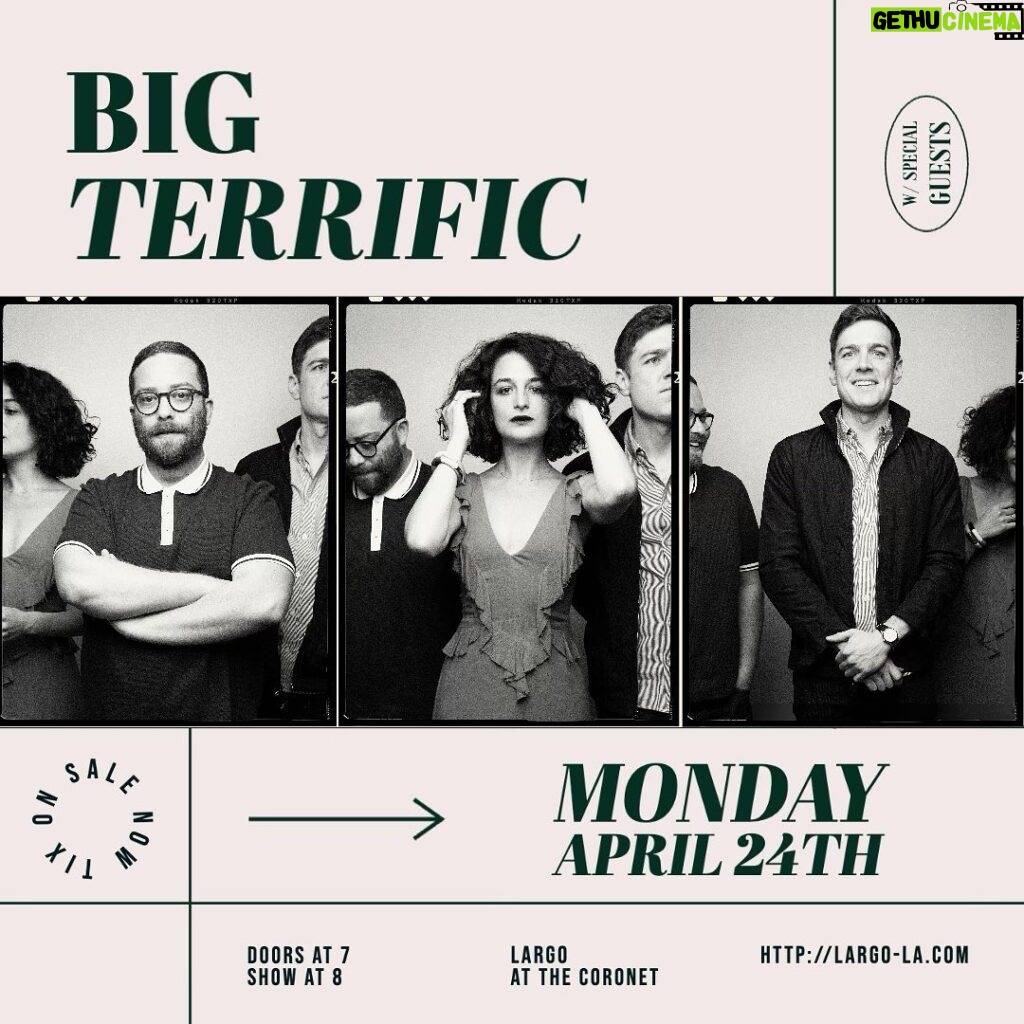 Jenny Slate Instagram - Monday is the last Big Terrific in a while so you should come see!!! Tix @largolosangeles