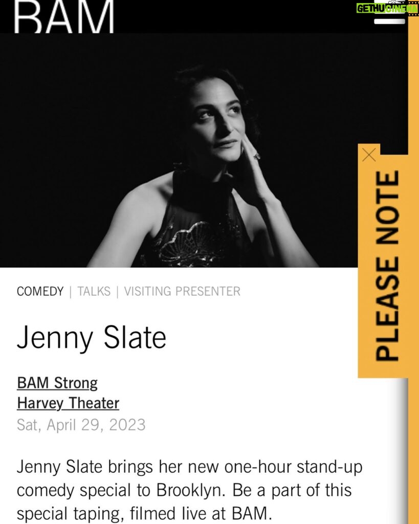 Jenny Slate Instagram - OK IM MAKING ANOTHER SPECIAL. FILMING AT @bam_brooklyn AND TIX NOW ON SALE. TWO SHOWS. ONE ME. THEN I FINALLY PACK UP MY STUFF AND GO TO GRAD SCHOOL (and after many comments let me clear this up which is that no i am not going to grad school bc i will do comedy until i fall down and then immediately float up and become a ghost)