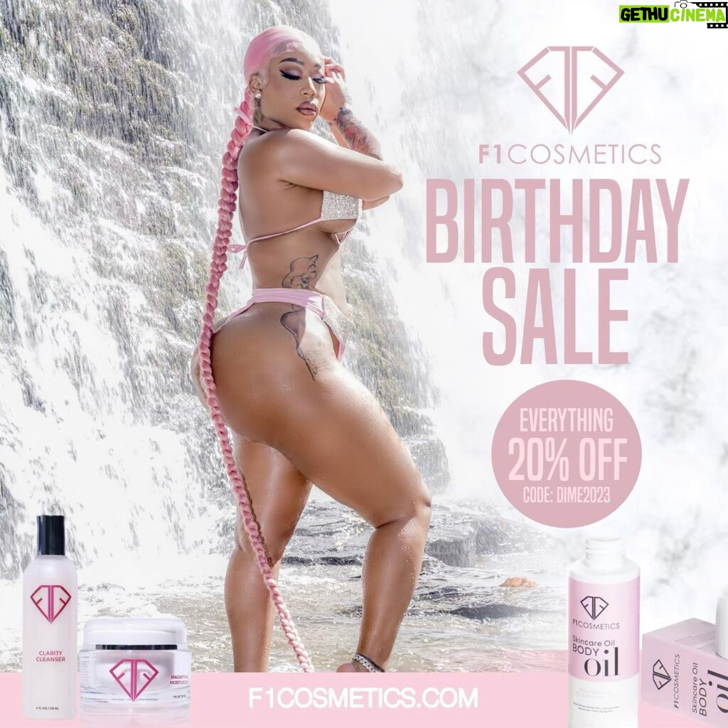 Jessica Dime Instagram - ITS MY BIRTHDAYYYY 💕🎂♒️ BIRTHDAY SALE STARTS NOWWW‼️ @f1_cosmetics SKIN CARE BODY OIL HAS FINALLY RESTOCKED & EVERYTHING 20% OFF ON THE SITE NOW -MONDAY 🙌 LINK IN MY BIO #dimeday 🪙💎