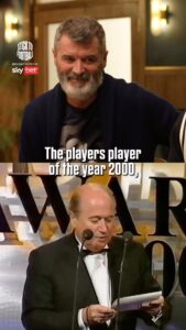 Jill Scott Instagram - Roy Keane reacts to winning the 1999/2000 PFA Players’ Player of the Year award! 🏆 Watch Stick to Football via the link in bio 🔗