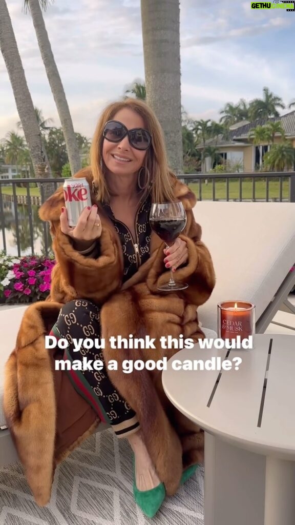 Jill Zarin Instagram - Trying the mob wife trend. What’s better than faux fur and a cozy candle in the winter? 🕯️ Go RUN to grab your Jill Zarin Glass Wall Candles at @tjmaxx 🎁 And I want to know which scent is your favorite! #mobwifetrend #mobwife #outfittrends #style #fashion #candles #candleaesthetic #candlelover #candleaddict #styletrend #winterstyle #styleinspo #funny