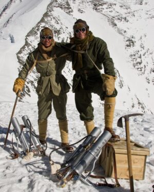 Jimmy Chin Instagram - @conrad_anker and @leo_houlding in period garments and climbing gear while filming for the The Wildest Dream that  examined George Mallory and Sandy Irvine’s climb and disappearance on Everest. The question of whether Mallory and Irvine may have made it to the summit of Everest before disappearing in 1924 has remained one of climbing's most enduring mysteries.