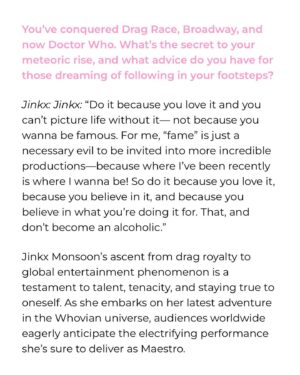 Jinkx Monsoon Instagram - “Do it because you love it and you can’t picture life without it— not because you wanna be famous.” 

My cover story for @ladygunn

Interview by @styledbyphil 
Photography @danicarobinson
Produced @danicarobinson   @witchhousepr
Styled by @dottttbass
Hair by @daveydidmyhair
Makeup by @molliegloss
Styling assistant @rachelwaxenberg