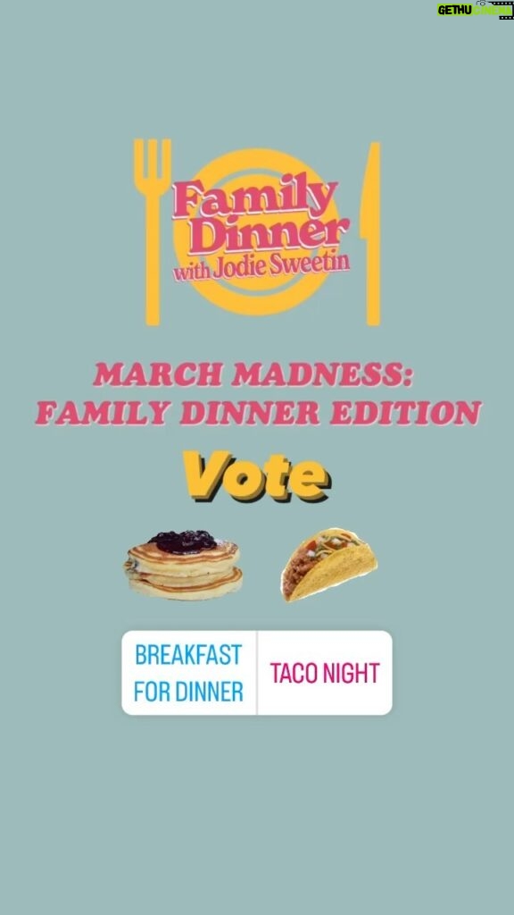 Jodie Sweetin Instagram - Hey fam! Make sure and vote for our “Best Dinner” poll and find out on Saturday which of these (delicious? Disgusting?) meals are going to take over the ONLY March Madness brackets that matter 😜 and then see our panel of comedians debate the winners! Can’t wait to see everyone who got tickets at Saturday’s’ @famdinshow at 8pm at The Comedy Store, upstairs in the Belly Room🫃. Hosted by @jodiesweetin with our guests panelists! Come join us for another dys”fun”ctional Family dinner! We promise, you’ll want seconds!