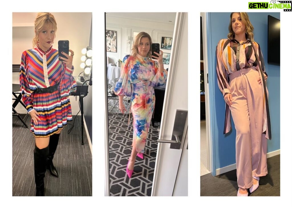 Jodie Sweetin Instagram - Spring is the vibe with this weeks looks ❤️❤️ And for more fun looks, Make sure and tune in to watch my new @hallmarkmovie “The Jane Mysteries: Inheritance Lost” PREMIERES Friday May 12 9/8c #thejanemysteries #hallmarkmysterymovies #hallmarkchannel Stylist: @shannonmcclure68 👗 👚 ❤️ @janeylopatypr @michelemariepr (From left) 👗 @elliatt 👠 @dsw 💎 @charlielapson @annamariaorzano hair @terimakeup m/u 👗@elliatt 👠 @francosarto 💎 @charlielapson 👚 @elliatt 👖 @fashionnova 👠  @justfabonline 💎  @charlielapson @jaxseabrooke hair @inherbeautyllc m/u