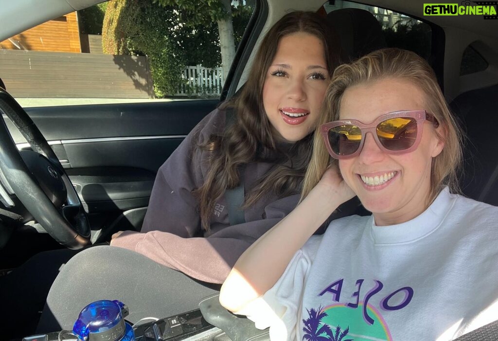 Jodie Sweetin Instagram - This is me not at all worried while riding with Zo practicing her “neighborhood driving” with her new Drivers Permit. Actually… she was VERY good. As long as she never backs the car through the kitchen… we’re good.
