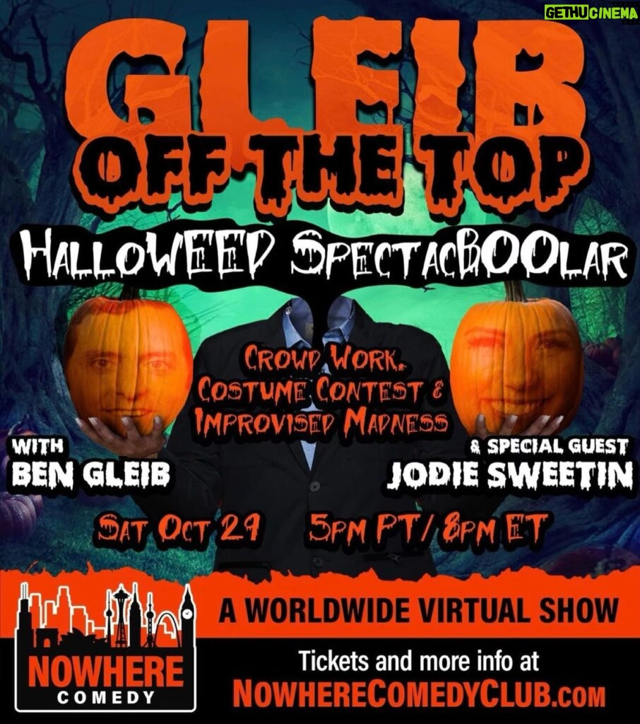 Jodie Sweetin Instagram - Join me and @bengleib for live comedy, improv, crowd work, costume contest, Q&A… a full Halloween Extravaganza! TODAY! At www.nowherecomedyclub.com Link in stories!! 5PT/8ET Show up in your best costumes and join the insanity that is #GleibOffTheTop And if you’ve never seen Ben and I during a show together… well… let’s just say going off the rails is just standard. ANYTHING can happen!