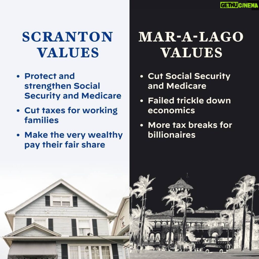 Joe Biden Instagram - This election is about Scranton values versus Mar-a-Lago values.