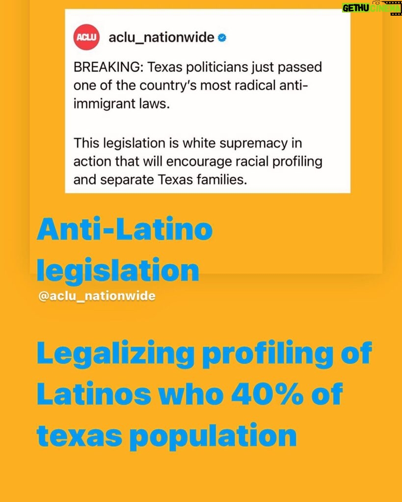 John Leguizamo Instagram - Anti-Latino legislation put into law in Texas where we are the dominant culture! They can profile us and ask for papers and separate families! Sickening!