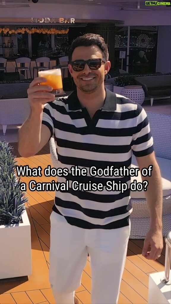 Jonathan Bennett Instagram - Got this question. A lot over the weekend. What does a @Carnival Godfather do? #CarnivalPartner     1.    He names and blesses the ship     2.    He cracks the champagne to bring a wave of good luck to the ship and crew     3.    He celebrates her arrival to the fleet     4.    He upholds Carnival’s values and brings the FUN! This is one of the coolest honors. I can’t believe I have a ship, Carnival Firenze!