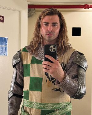Jonathan Bennett Instagram - Meet Sir Robin. Playing this character, so far has been such a healing journey for my life. Sure he’s the knight that’s afraid to fight, but he’s also the knight who loves music and dancing and most of all MUSICAL THEATER! For the first 15 years or so of my career I had to hide who I was, I had to walk into auditions and on sets and be the “straight hot guy” for the TV show or movie audition. Hide the thing I loved most in the world (musical theater) because if they knew I was listening to Wicked on the drive here, the producers might think I was gay, and then I won’t get the job. 
8 nights a week, I stand on a Broadway stage at the St James theater and sing a song at the top of my lungs about how beautiful and magical BROADWAY is.  This is so incredibly special and healing for my younger self, I feel like I’ve finally come home.  There’s no place like home. 
Come see @spamalotbway I’m in the show through April 21st!