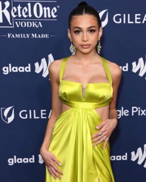 Josie Totah Instagram - wearing custom @bachmai at last nights @glaad awards. so proud of our entire cast and crew and thankful for the special night💖 

Styling: @itsamandalim 
Mua: @artistrybystephen_ 
Hair: @rickymotahair 
Personal 📸: @michaelstewartofficial 
Asst style: @wifeymyass.