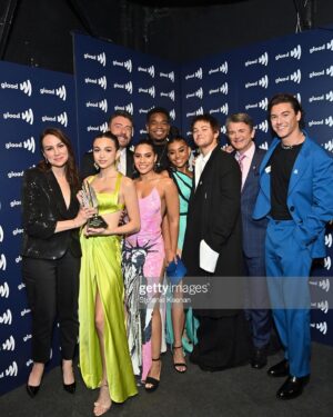 Josie Totah Instagram - wearing custom @bachmai at last nights @glaad awards. so proud of our entire cast and crew and thankful for the special night💖 

Styling: @itsamandalim 
Mua: @artistrybystephen_ 
Hair: @rickymotahair 
Personal 📸: @michaelstewartofficial 
Asst style: @wifeymyass.
