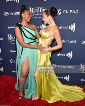 Josie Totah Instagram - wearing custom @bachmai at last nights @glaad awards. so proud of our entire cast and crew and thankful for the special night💖 

Styling: @itsamandalim 
Mua: @artistrybystephen_ 
Hair: @rickymotahair 
Personal 📸: @michaelstewartofficial 
Asst style: @wifeymyass.