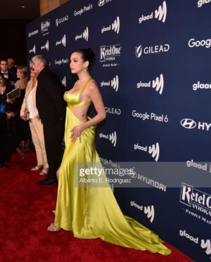 Josie Totah Instagram - wearing custom @bachmai at last nights @glaad awards. so proud of our entire cast and crew and thankful for the special night💖 

Styling: @itsamandalim 
Mua: @artistrybystephen_ 
Hair: @rickymotahair 
Personal 📸: @michaelstewartofficial 
Asst style: @wifeymyass.
