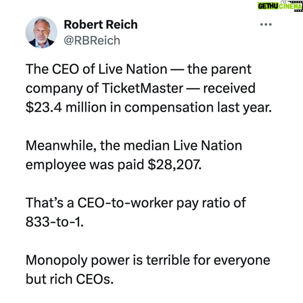 Joy Reid Instagram - Oligarchy is a mess right? . Repost from @rbreich • Monopolization is bad for consumers but it’s also bad for workers. Market concentration keeps wages down. And fewer competitors in any given industry means workers have fewer choices of whom to work for. This is the story of monopolization, folks. Corporate consolidation is bad news for everyone except the super-rich. It’s awful for consumers, workers, and the economy as a whole — and it’s driving the most extreme wealth imbalance in over a century.
